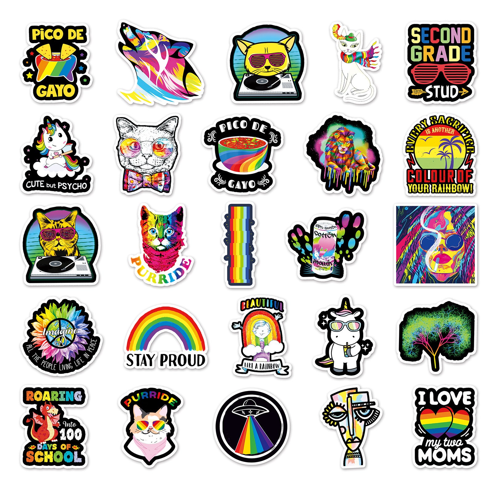 Wholesale 50pcs personalized DIY color rainbow stickers